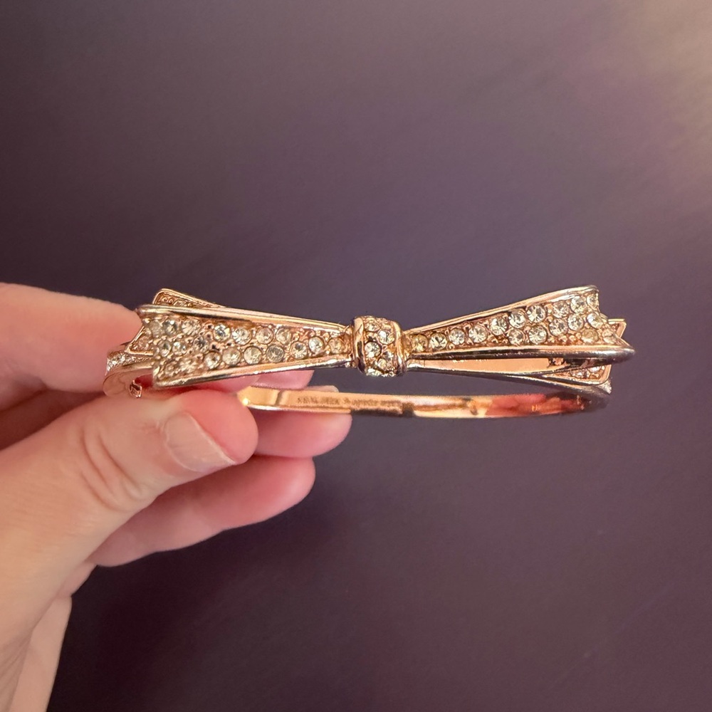 Kate Space Crystal Bow Bangle Bracelet in Rose Gold